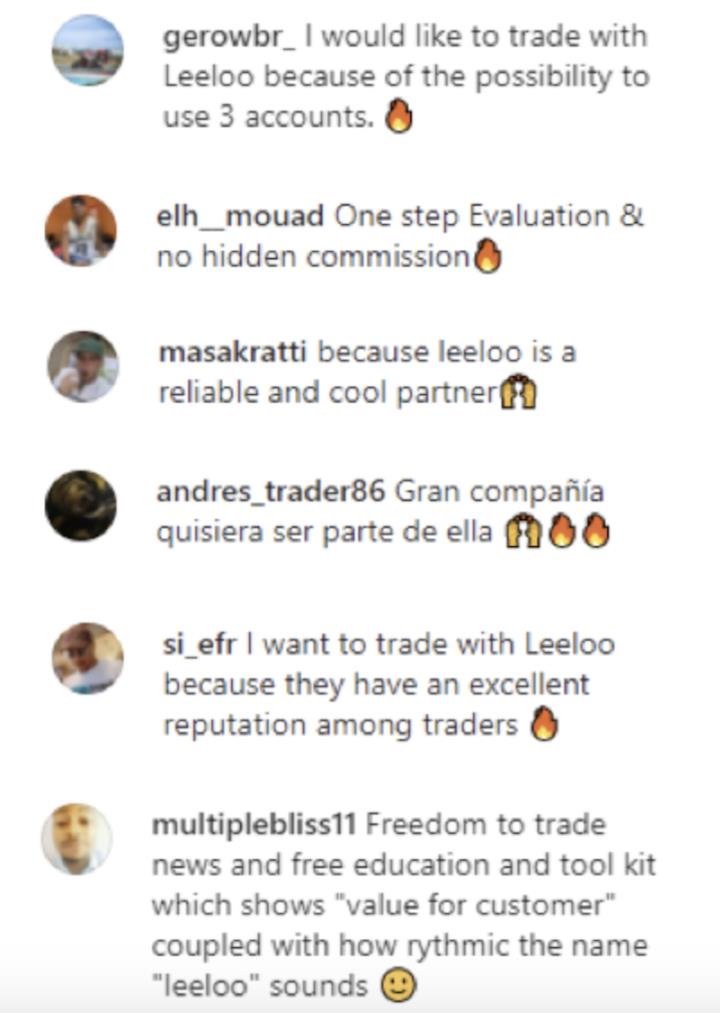Leeloo Trading Instagram post comments